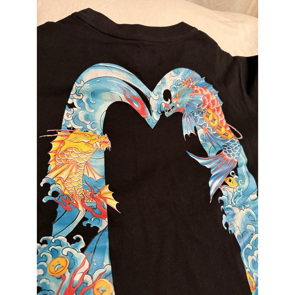 Men's Evisu Medium Black Excellent Condition Sea Wave Dragon Koi